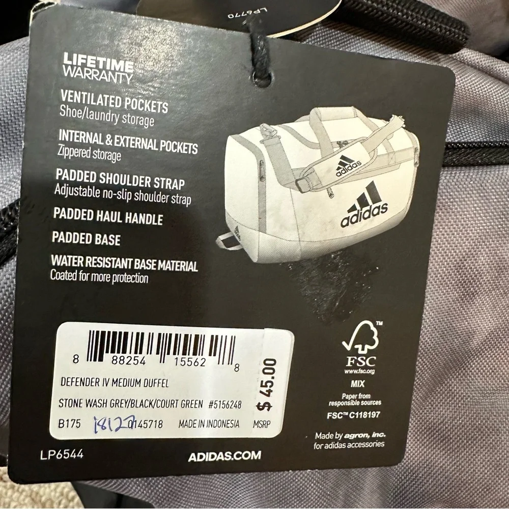 Grey Adidas Duffle Bag